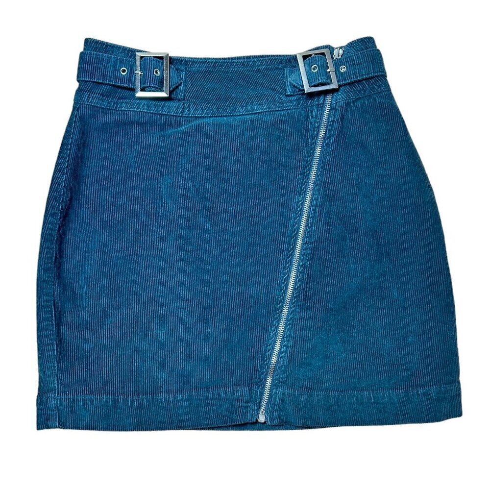 URBAN OUTFITTERS Corduroy Asymmetrical Zip Front Mini Skirt - Medium